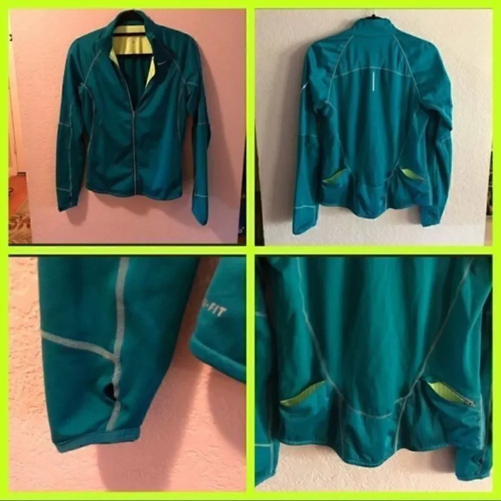 NWOT Nike Dri Fit Full Zip Athletic Jacket Small‎ Teal Running Jacket